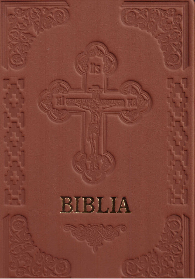 Biblia cu scris mare, format mare A4, legată în piele