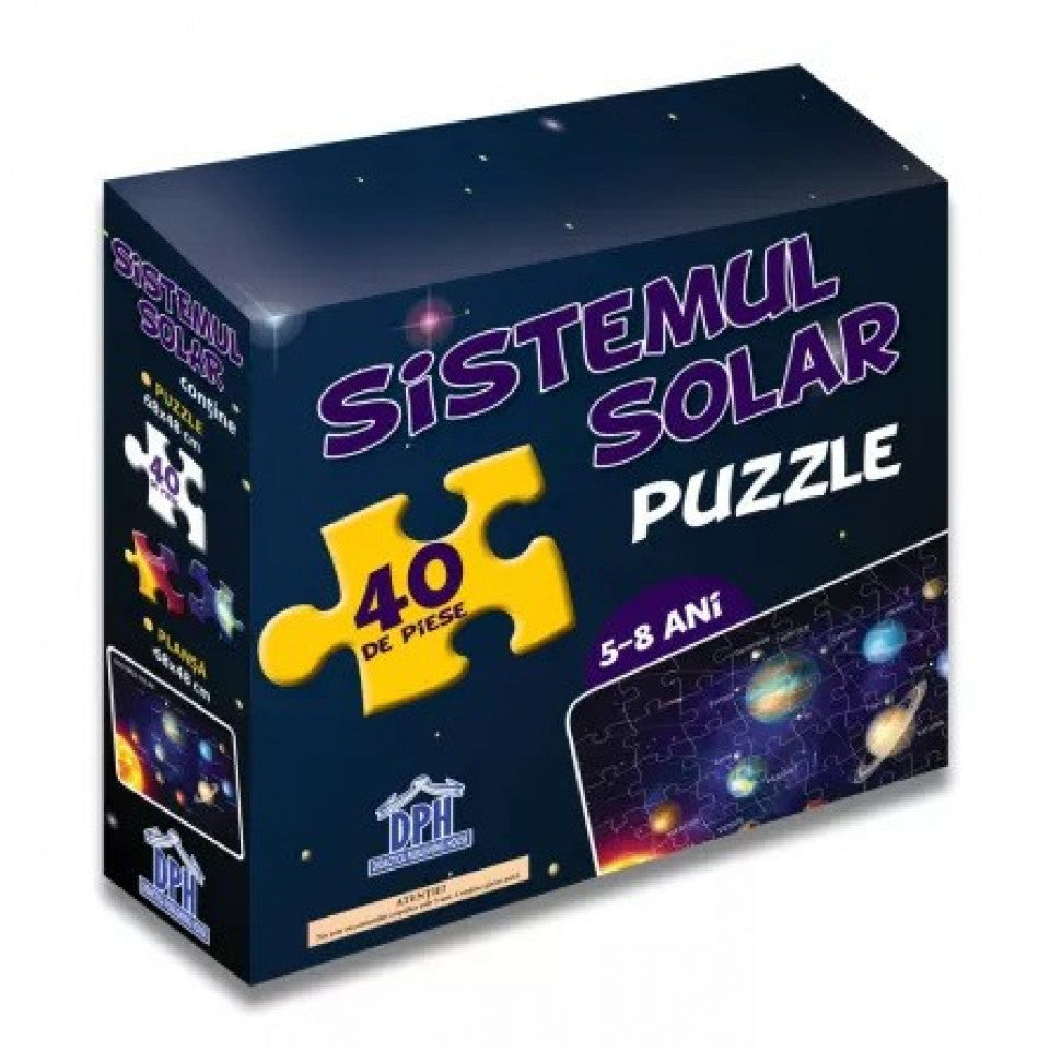 Sistemul solar. Puzzle. 5-8 ani. 40 de piese