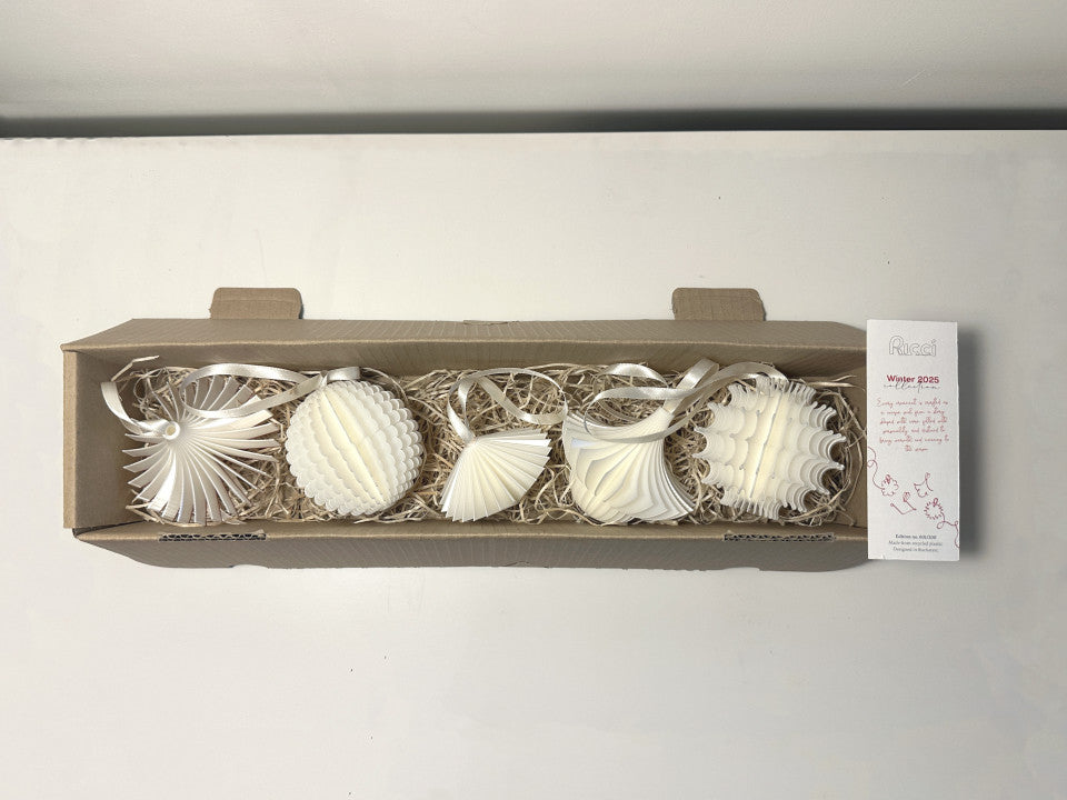 Set 5 globuri de Crăciun - White