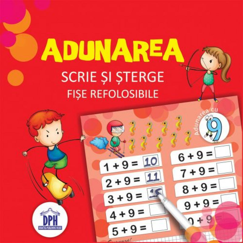 Adunarea. Scrie şi şterge. Fişe refolosibile