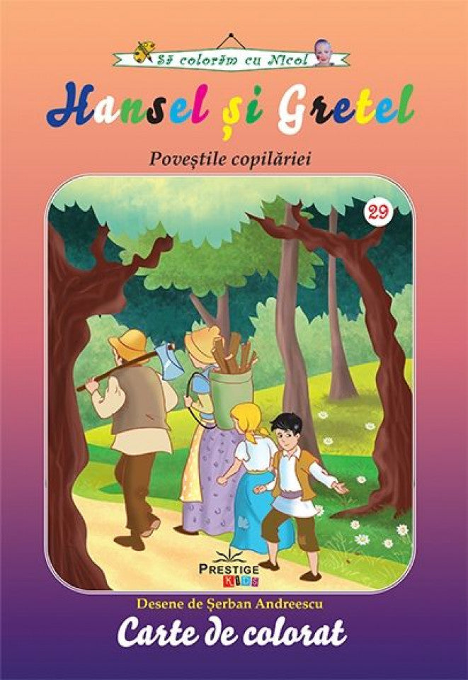 Hansel și Gretel. Carte de colorat