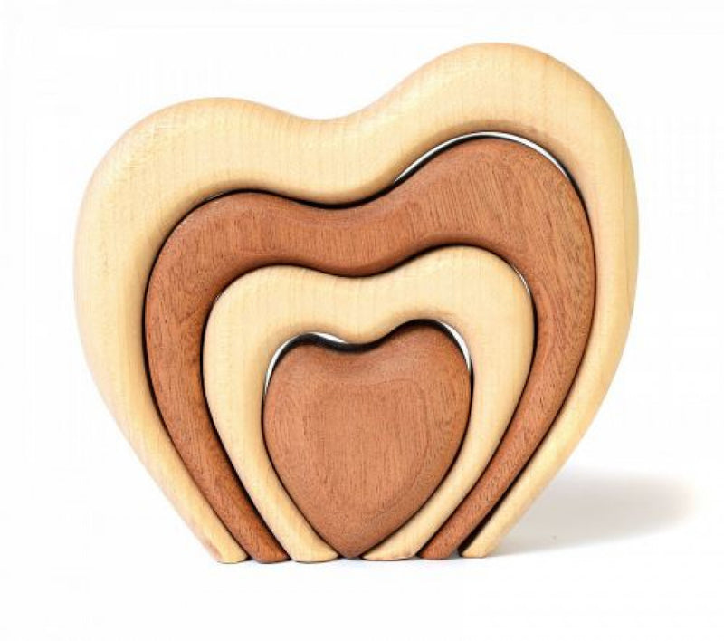 Inimă stivă - jucărie din lemn