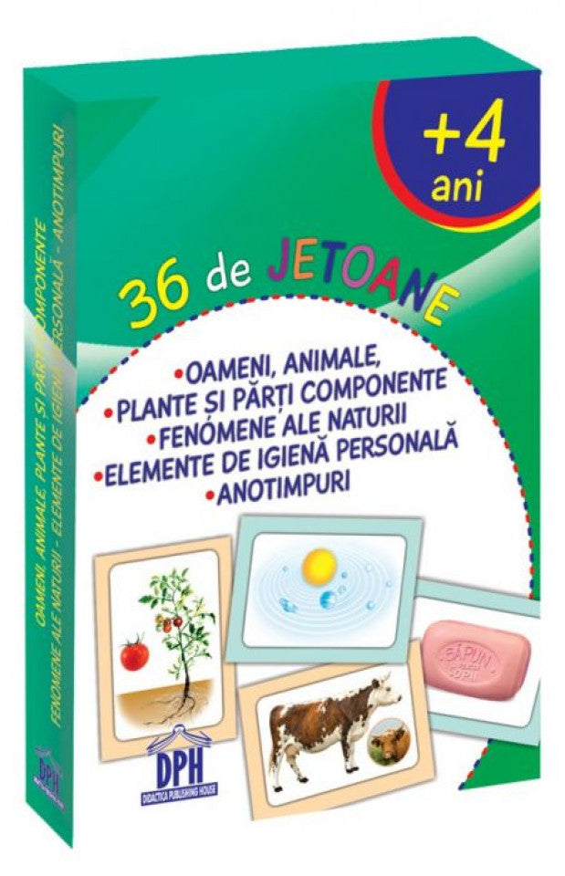 Oameni, animale, plante şi părţi componente. Fenomene ale naturii. Elemente de igienă personală. Anotimpuri. 36 de jetoane - + 4 ani