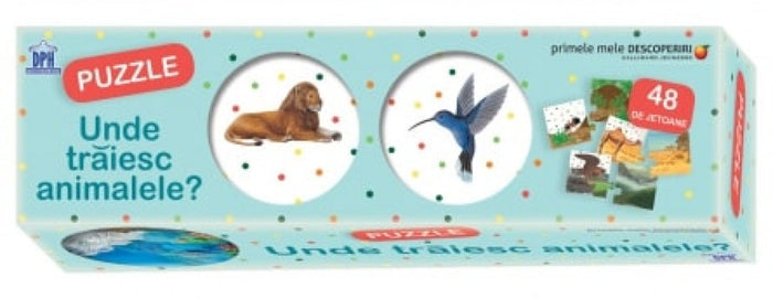 Unde trăiesc animalele. Puzzle. 48 de jetoane (+3 ani)
